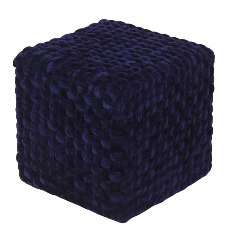 Tripolia 40cm Wide Square Solid Colour Cube Ottoman, Blue
