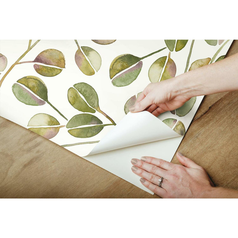 CAT COQUILLETTE EUCALYPTUS Peel & Stick Floral Roll, Green/White