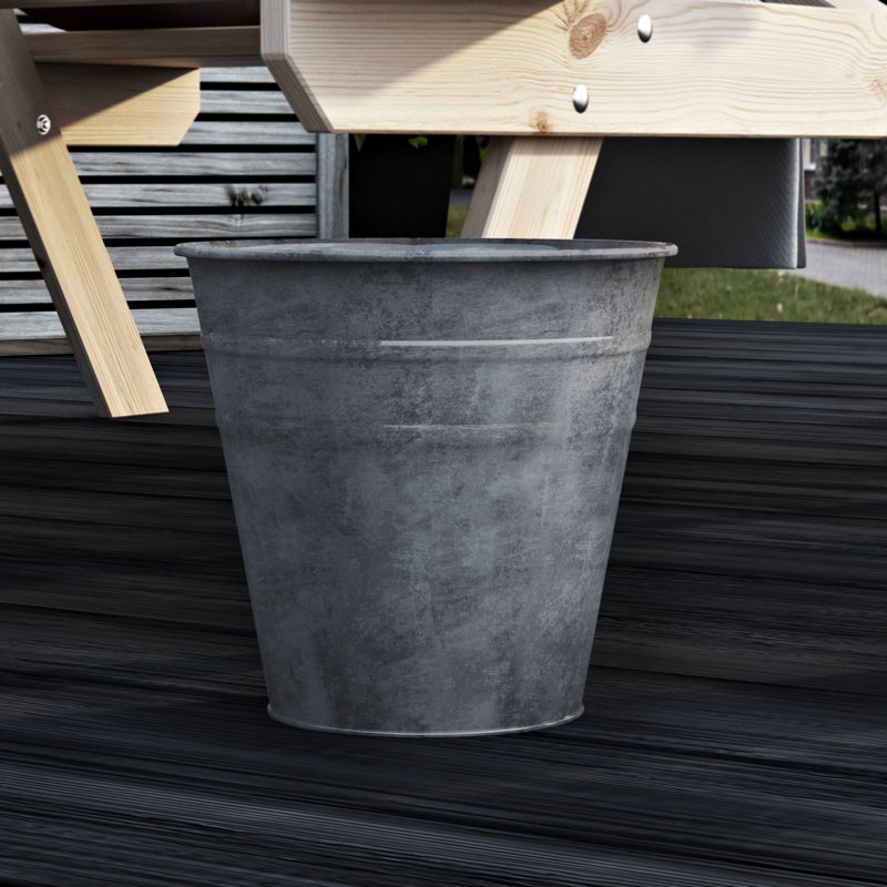Old Zinc Flower Pot, H23.9 x W25.8 x D25.8cm