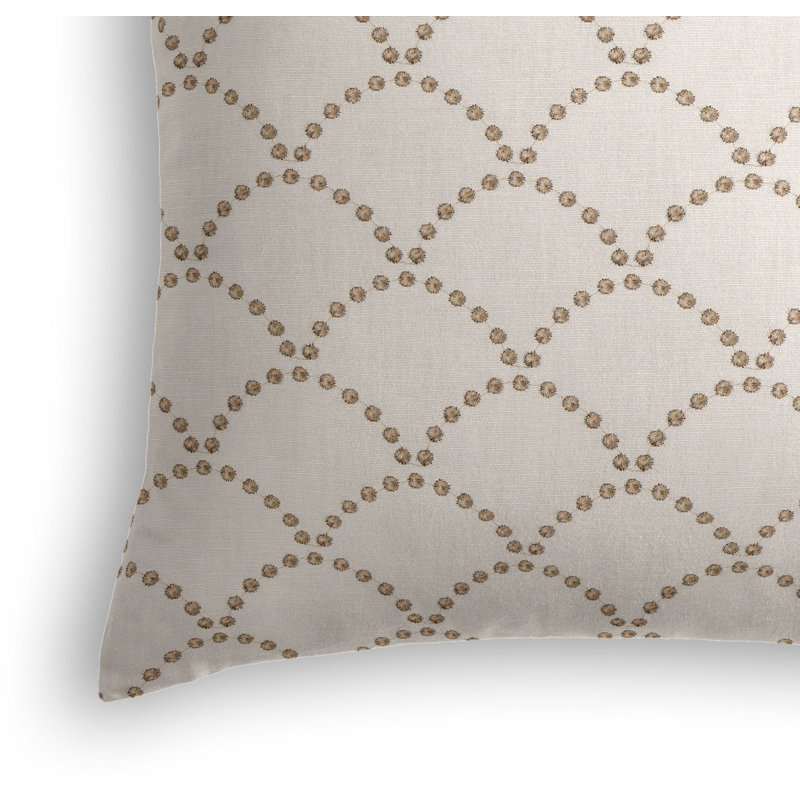 Deco Embroidered Linen Reversible Throw Pillow, 22" x 22", Taupe/Light Tan