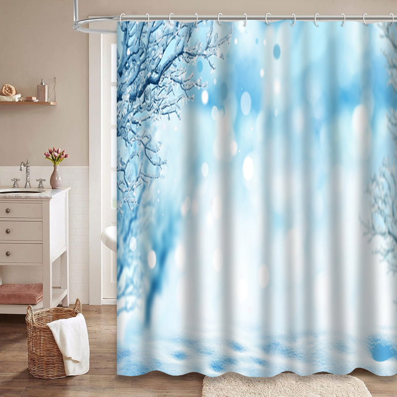 Rideau de douche Winter Snow Christmas, L 72 po x l 72 po