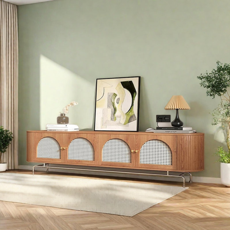 Meuble télé en osier, 86.61", Argent / brun clair
