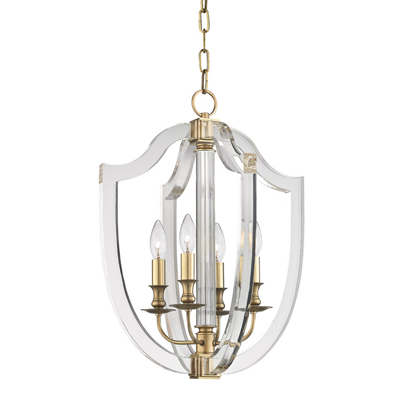 Arietta 4 - Light Chandelier, Aged Brass, 22" H X 16.5" W X 16.5" D