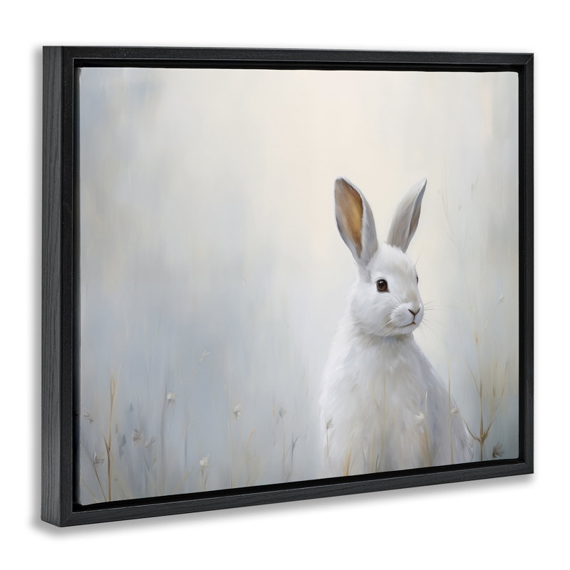 Art mural sur toile Serene Rabbit Floater, design par Arlington Prints, Cadre flottant noir de jais, H 17 po x l 21 po