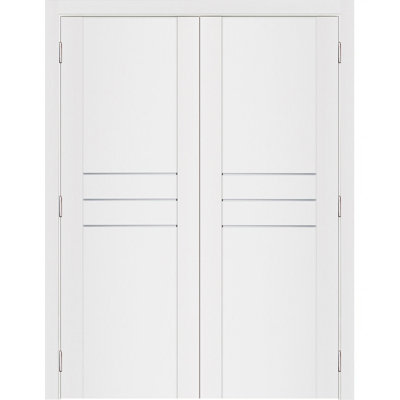 Stile 005 Pre-Hung Soft White Laminated Modern Interior Double Door