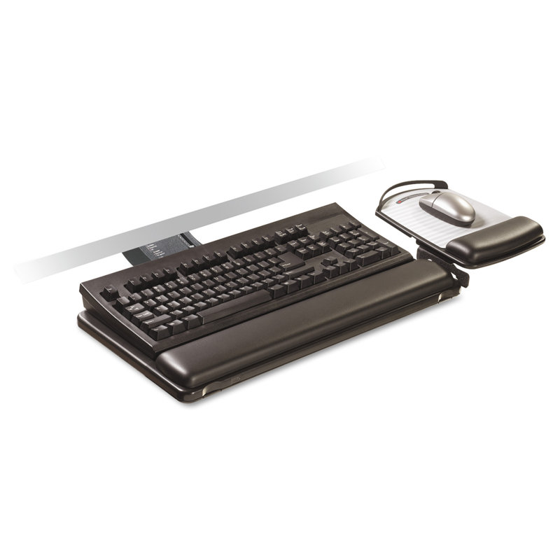 Black Adjustable Sit/Stand Keyboard Tray with Gel Wrist Rest