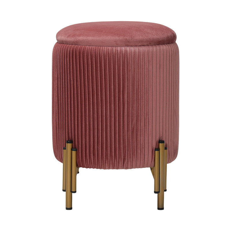 Solid Wood Accent Stool, Pink 