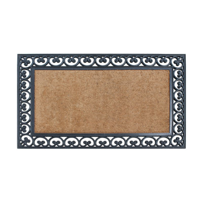 Aiken Paisley Border Coir & Rubber Doormat, 30" x 48" – Heavy-Duty, Fade-Resistant Outdoor Mat