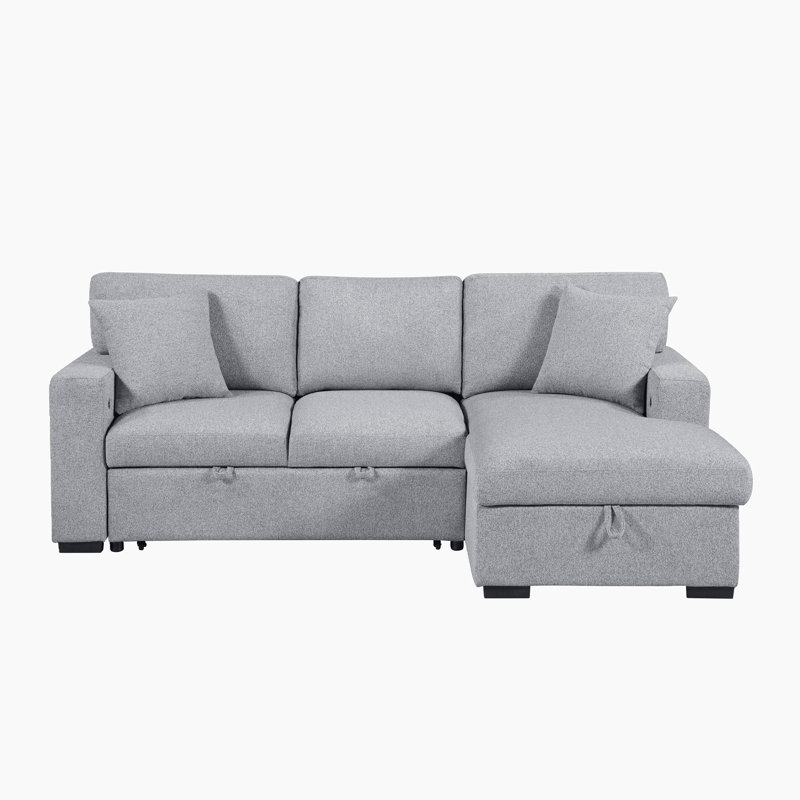 Canapé-lit modulaire Darrielle, Tissu gris, Face à la droite