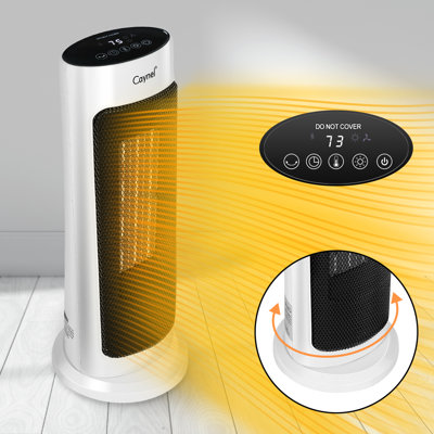 CAYNEL 1500 Watt 5300 BTU Electric High Efficiency Tower Space Heater with Adjustable Thermostat , Remote Included and with Digital Display