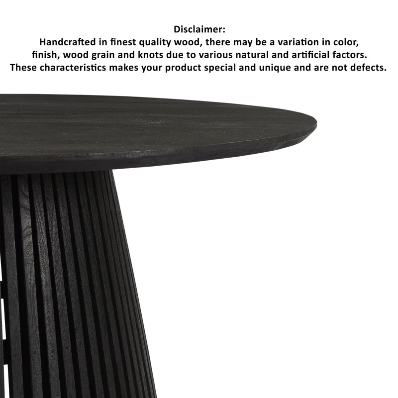 Black Mango Wood Round Pedestal Dining Table for 4