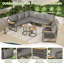 Grey Outdoor Patio Backyard Furniture Garden Lounge Set With Glass Coffee Table
