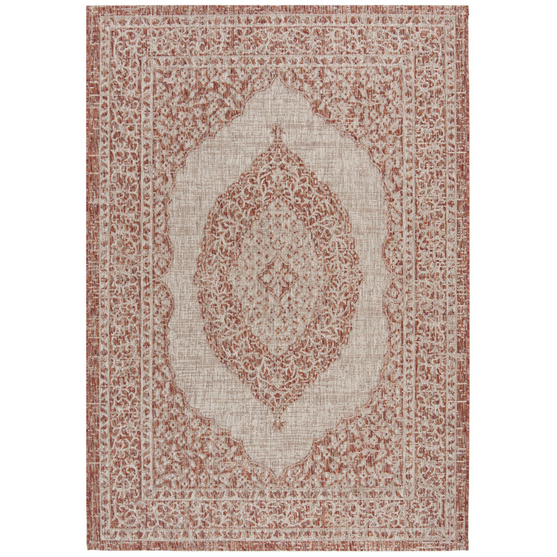 Auburn Beige/Terracotta Indoor/Outdoor Rug, Rectangle 160 x 231 cm