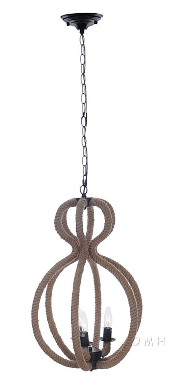 3 - Light Rattan Geometric Chandelier