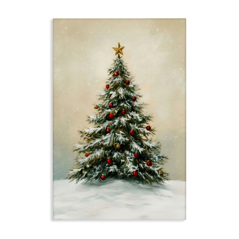Arbre d'hiver avec toile décorative, design par LSR Design Studio, H 24 po x l 16 po