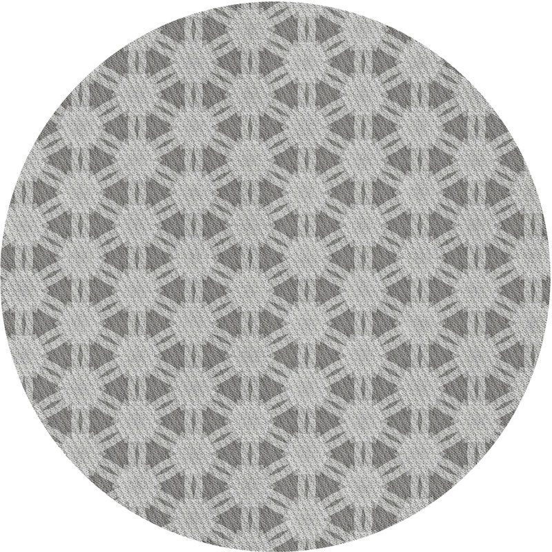 Laine tissée à la machine à motifs géométriques et Tapis décoratif gris polyester, Rond 7 pi