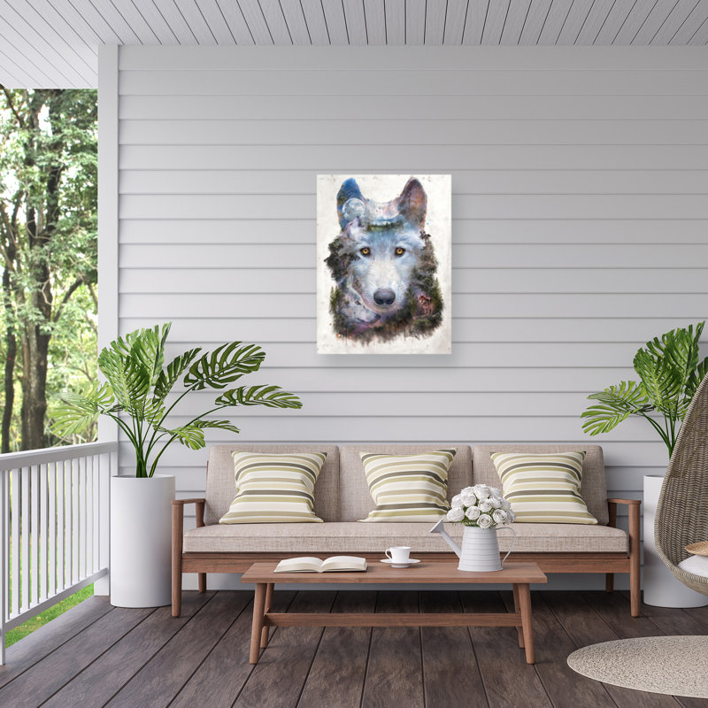 Toile d'extérieur Barrett Biggers Moon Wolf, H 24 po x l 32 po