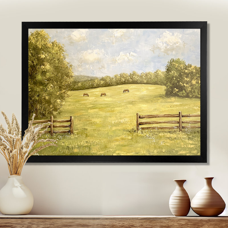 Kentucky Bluegrass Country Charm I - Kentucky Wall Décor, Single Picture Framed Print without Mat, Black, 12" H x 20" W