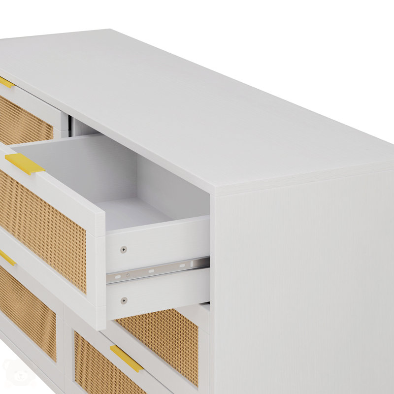 6-Drawers Rattan Storage Cabinet Rattan Drawer, White, 29.72" H x 51.18" W x 15.75" D 