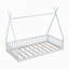 Lit simple en bois avec clôture-569261452