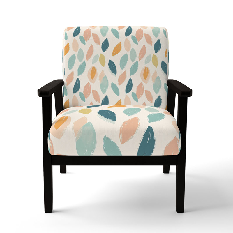 Fauteuil décoratif abstrait - Fauteuil bleu et rose, Accoudoirs carrés noirs