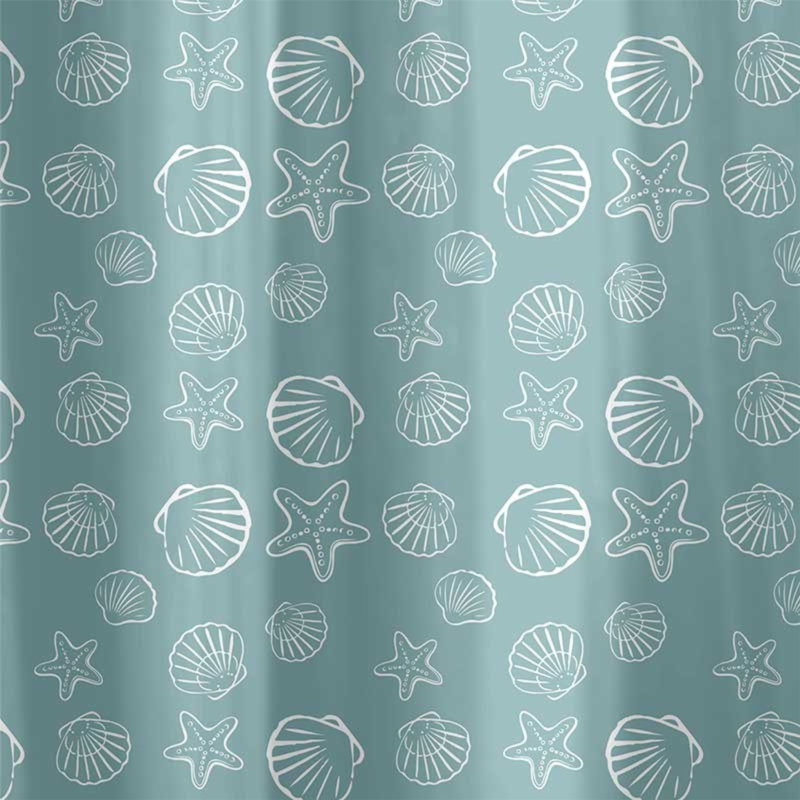 Seashells Blue PEVA Shower Curtain