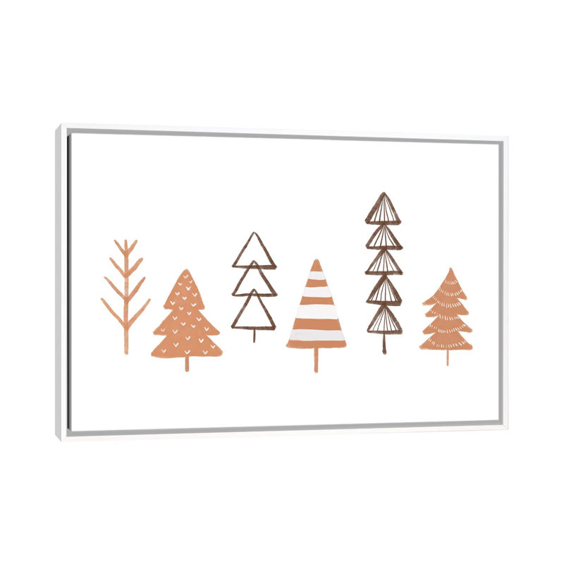 «Winter Trees Illustration» par Orara Studio - Reproduction d'art sur toile encadrée, Pas de tapis, Toile blanche encadrée