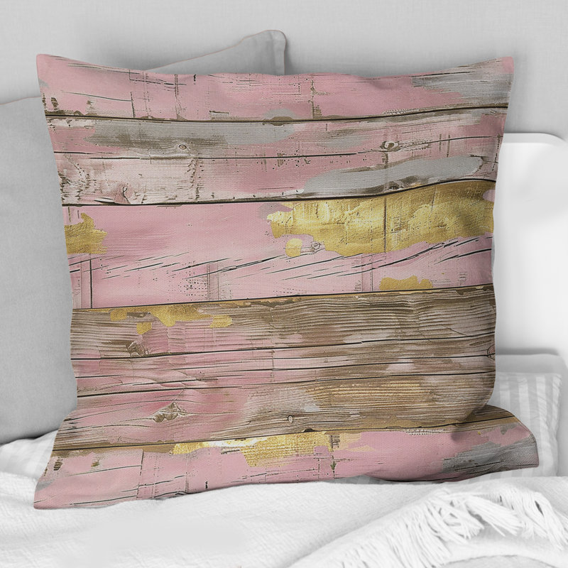 Coussin lombaire en bois rose doré Farmhouse, H 18 po x l 18 po, Carrée