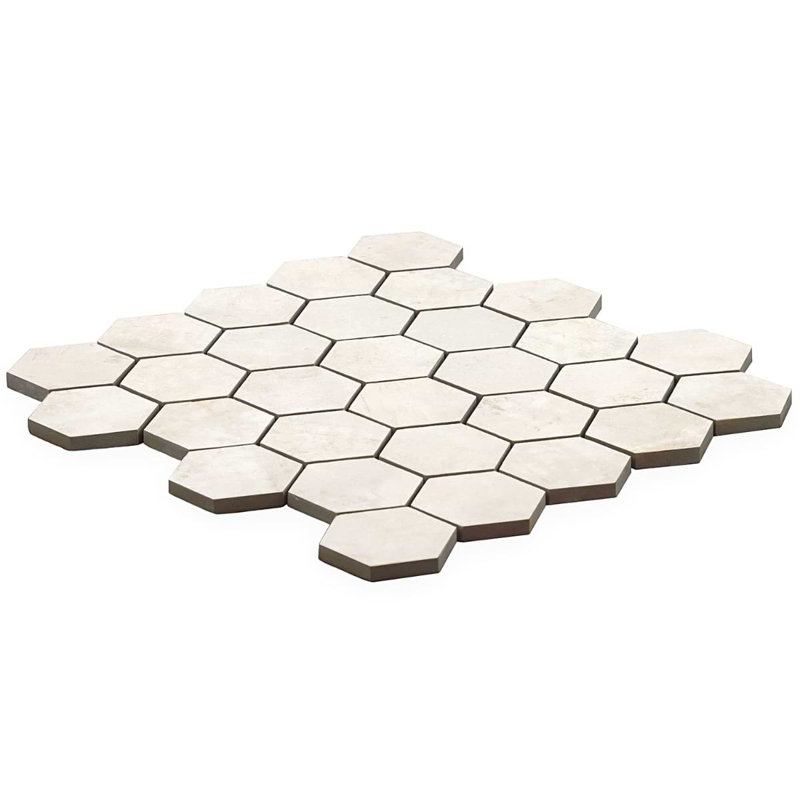 Portrait 2" Hexagon Matte Porcelain Mosaic Tile, Ivory