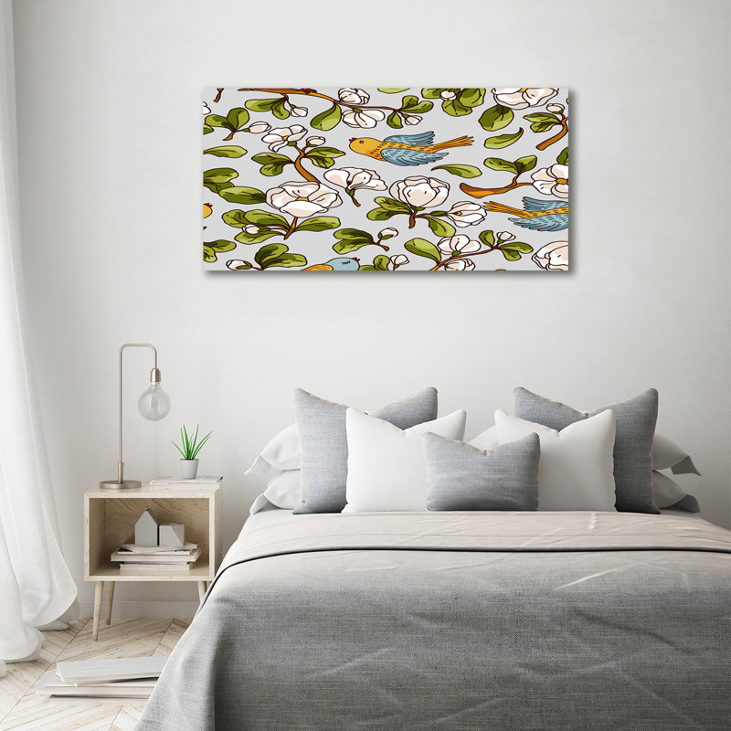 Flowers And Birds - Wrapped Canvas Print