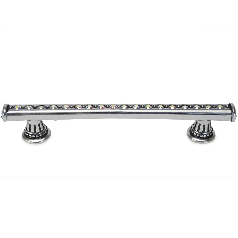 Cache 5 inch center to center pull with center decorated with swarovski crystals in finish Chalice
