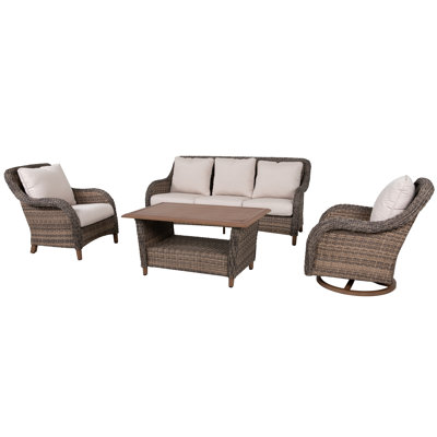 4-piece Outdoor Aluminum Wicker Sofa Set