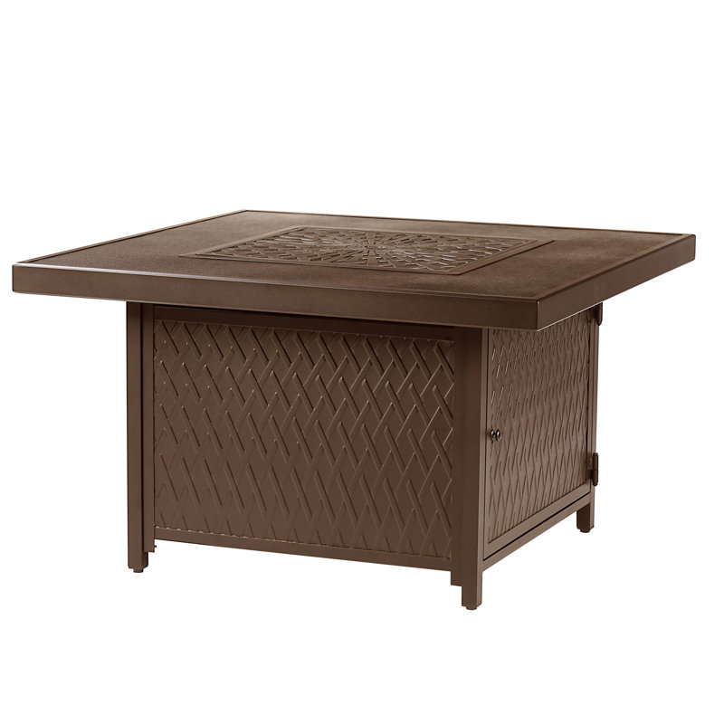 Margarett Square Aluminum Smokeless Fire Pit Table with Hidden Fuel Tank, Brown