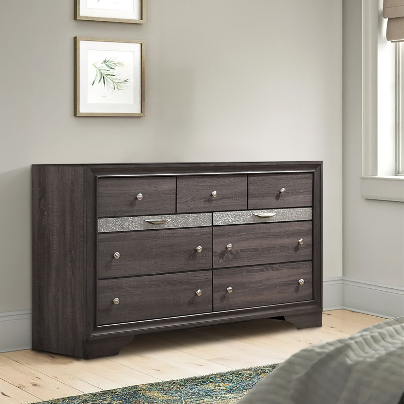 Commode double 7 tiroirs Ilene, Brun