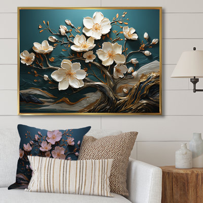 White And Gold Charming Spring Flower Elegance II - Flowers Wall Art