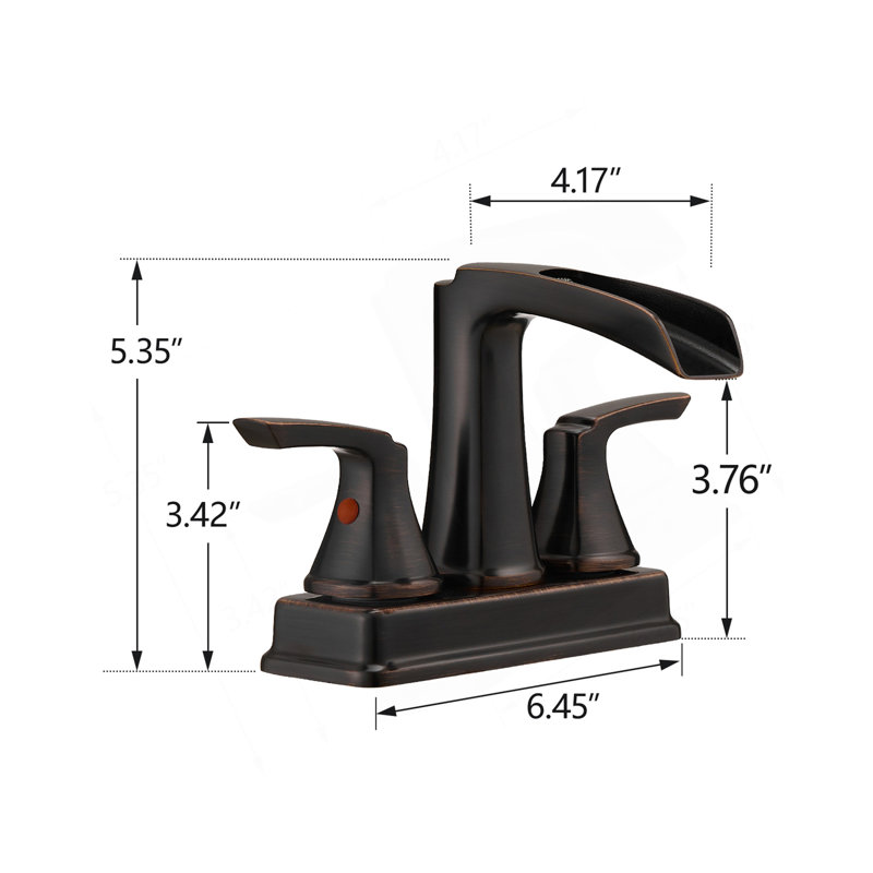 Matte Black Bathroom Faucet - 4 Inch Centerset Waterfall Faucet With 2 Handles, 360 Degree Swivel Spout, 3 Hole Sink, Pop Up Drain