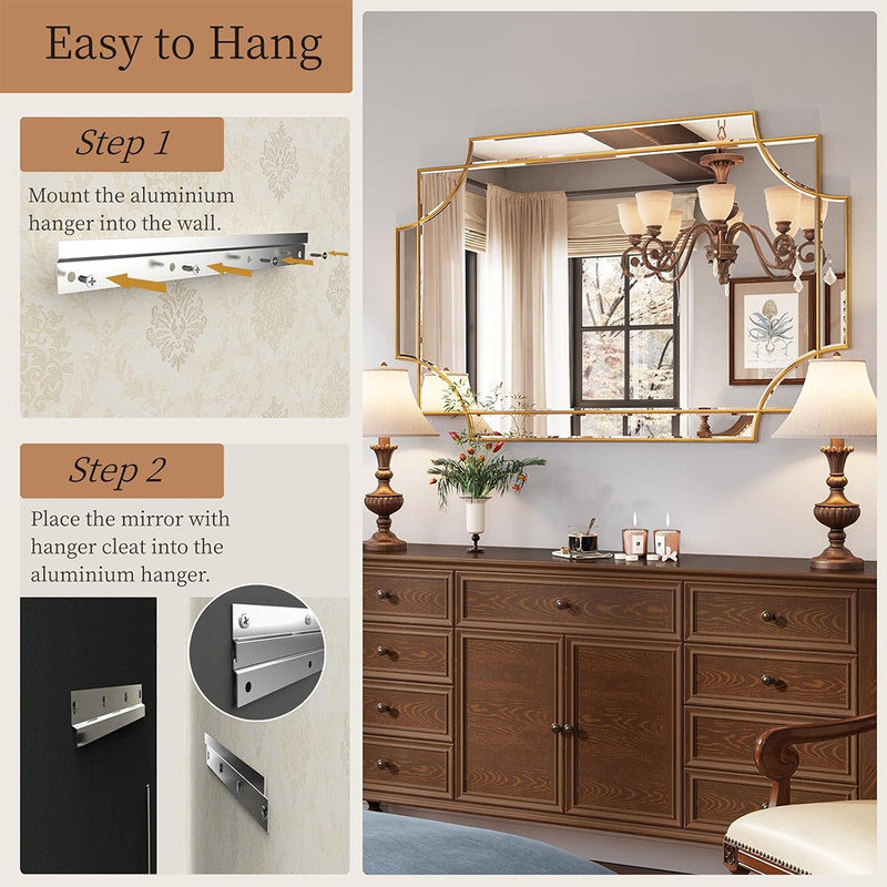 Gold Foil Finish Rectangular Full Length Wall Mirror