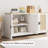 60" Rattan Buffet Cabinet - Farmhouse Storage Sideboard with 4 Doors & Adjustable Shelves, Woven Console Table-1288862575
