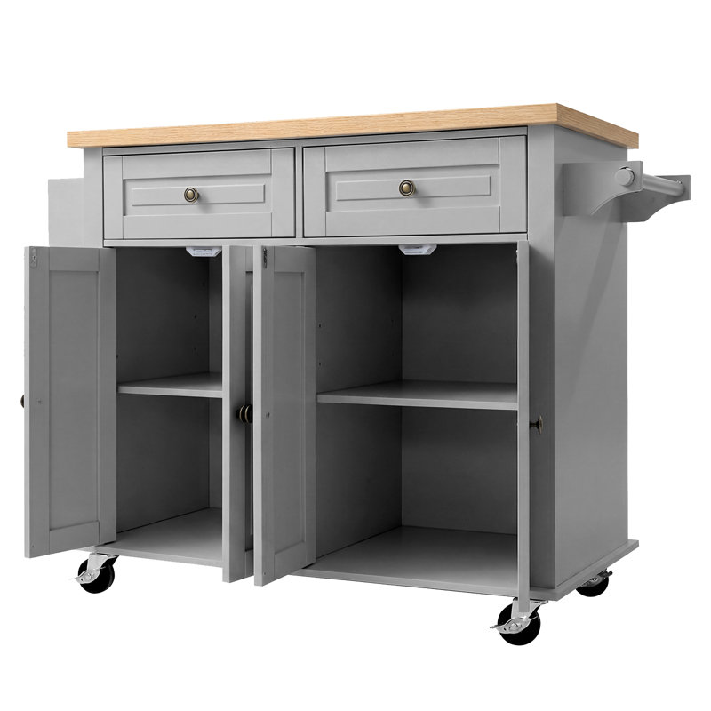 109.98 cm W Kitchen Island with, Grey