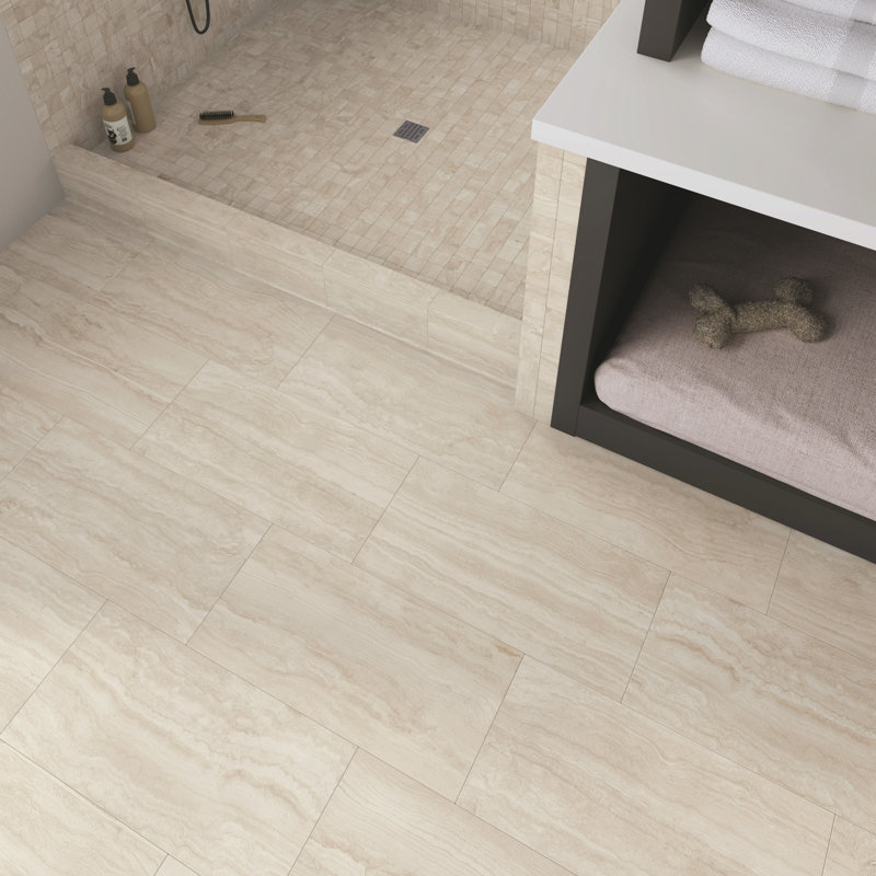 Mineral Dream 12" X 24" Porcelain Travertine Look Tile, Sandline