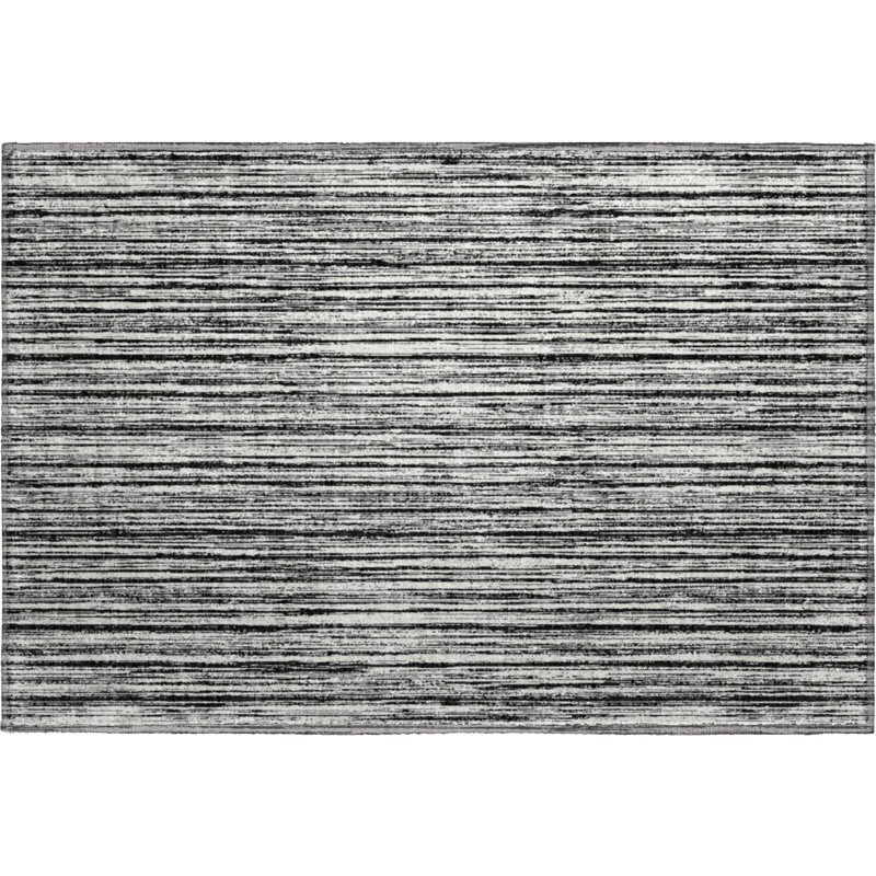 Tapis noir Prisco lavable à la machine de qualité supérieure, Rectangle 1 pi 8 po x 2 pi 6 po