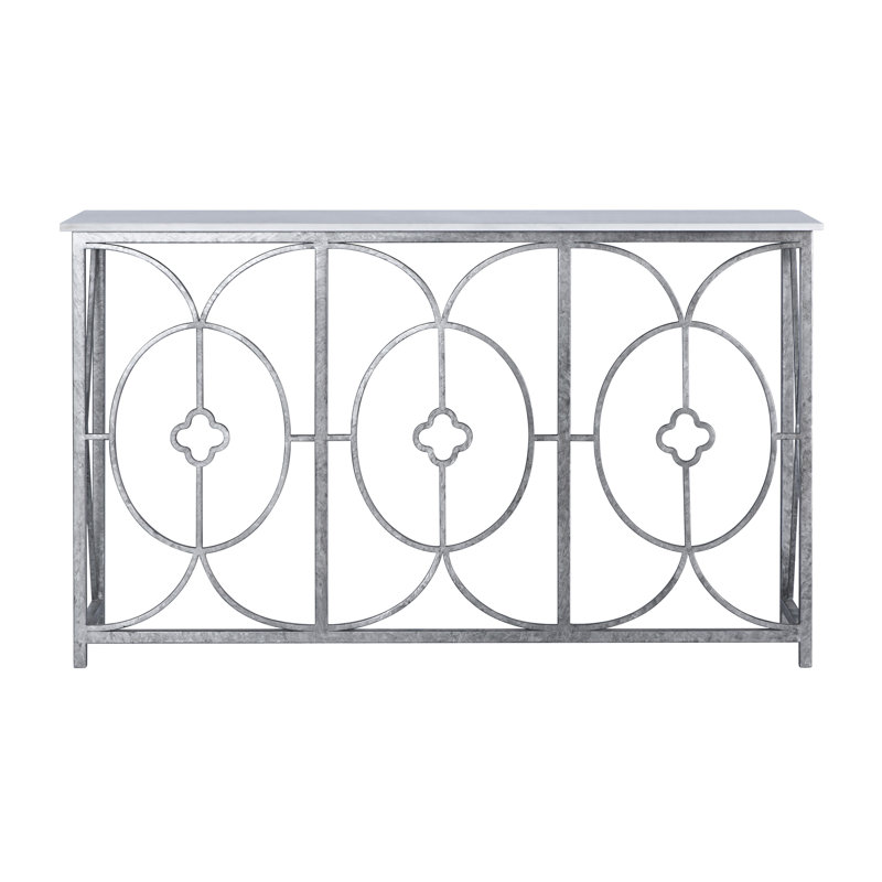 Rogue 60" Console Table, Royal Silver, Carrera Marble