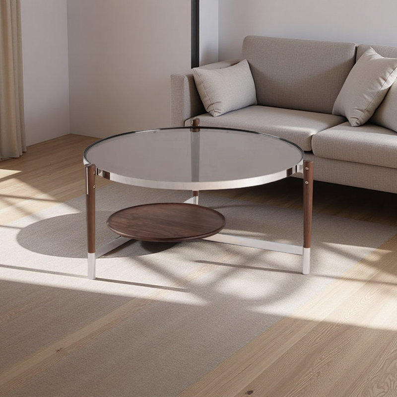 Table basse haut de gamme, H 16,54 po x L 34,06 po x l 32,28 po, Clair, Brun