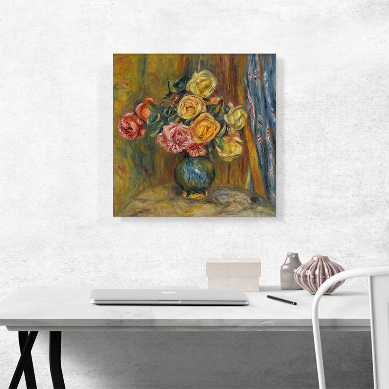 «Still Life Roses» par Pierre-Auguste Renoir, reproduction d'art sur toile tendue, H 18 po x l 18 po x P 0,75 po