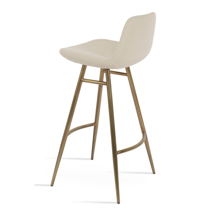 Pera Galata Counter & Bar Stool, Off White, Counter Stool (24” Seat Height), Brass