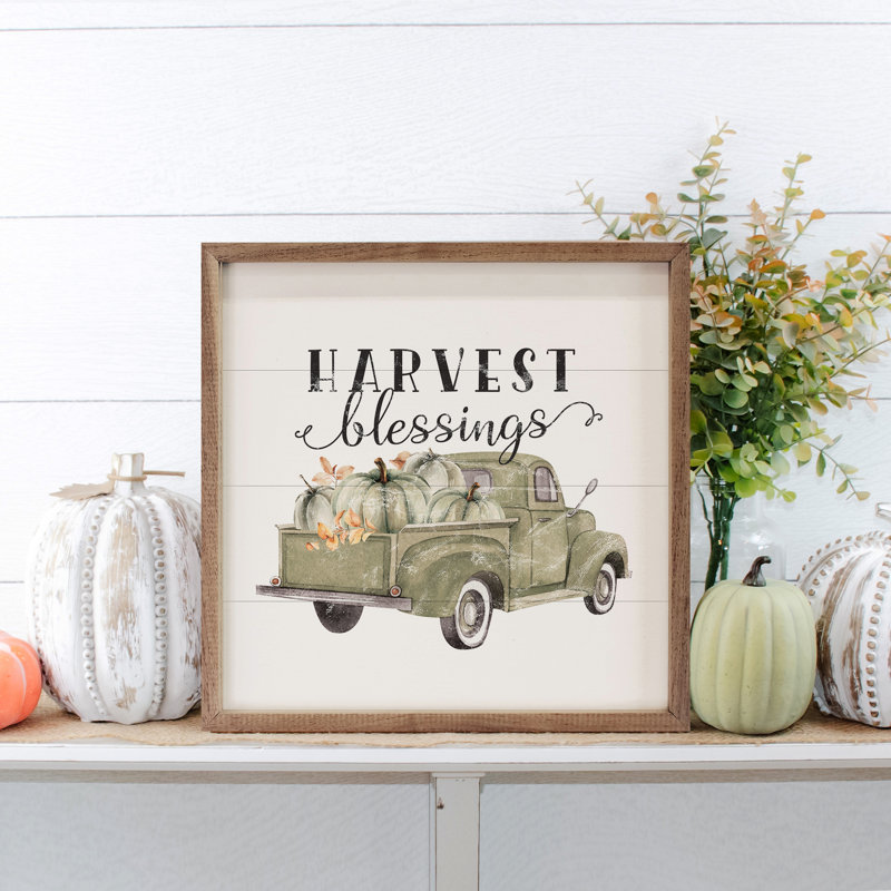 Camion-citrouille Harvest Blessings - blanc, H 4 po x l 4 po