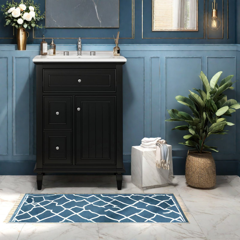 Meuble-lavabo moderne 24 po avec lavabo et rangement