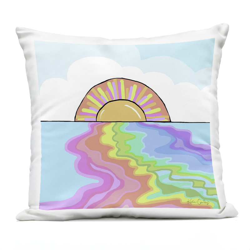 Coussin extérieur Swirling Rainbow on Sea Surface par Katie Conley