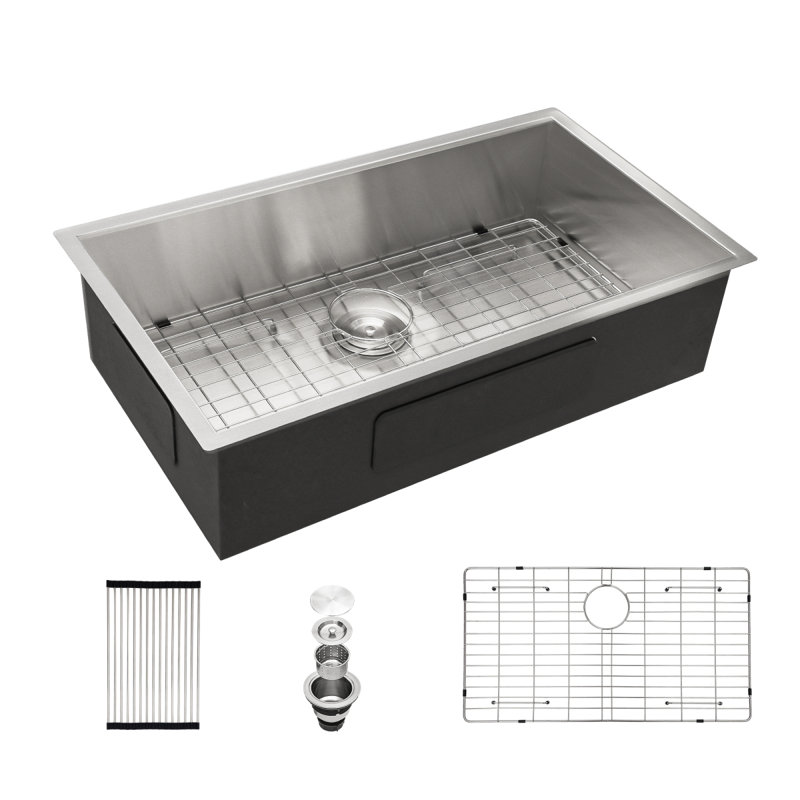 33  Undermount Sink - 33"X19"X9" Undermount Stainless Steel Kitchen Sink 18 Gauge 9  Deep Single Bowl Kitchen Sink Basin