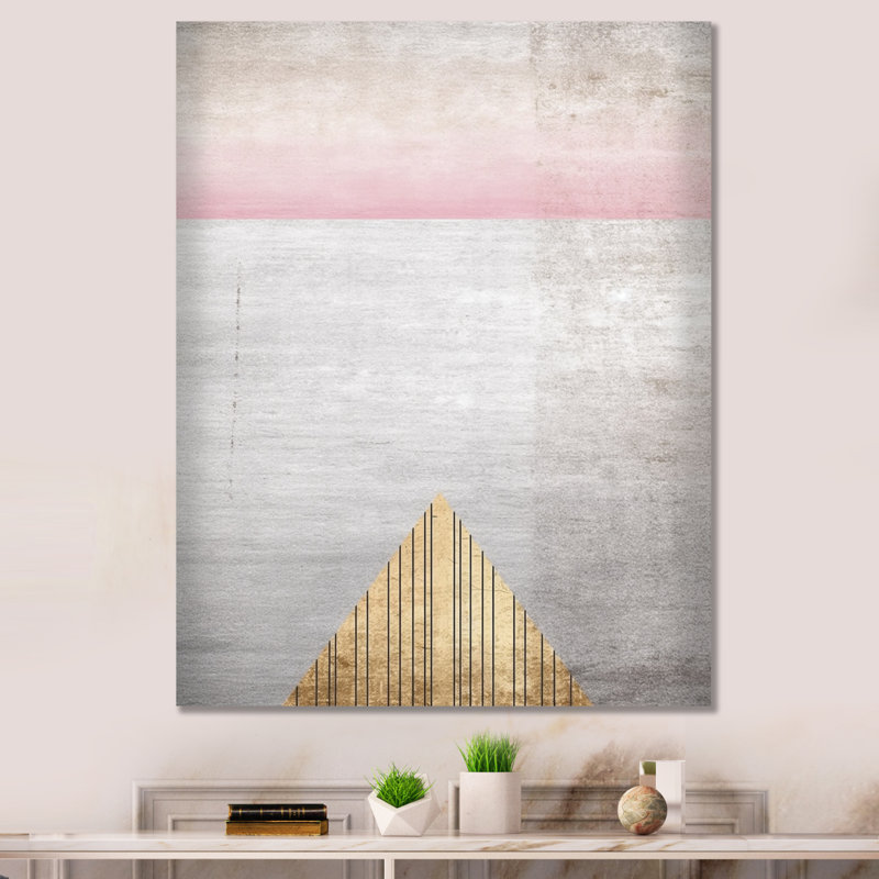 «Pink Gray Visions», impression géométrique sur toile, H 20 po x l 12 po, Toile tendue